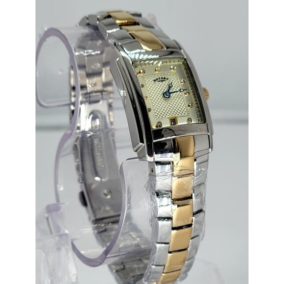 Elegant Rotary Two-Tone Rectangular Dial Watch – Stainless Steel and Gold-Tone - Picture 4 of 8